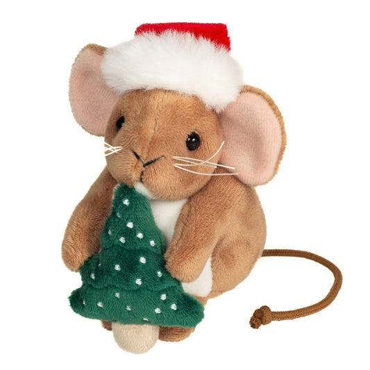 Weihnachtsmaus mit Tannenbaum 11 cm - Plüschtier - Stofftier