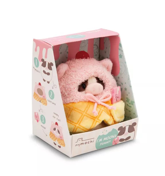 NICI mymochi Mini-Plüschtier Kuh Moona im Softeis-Kostüm