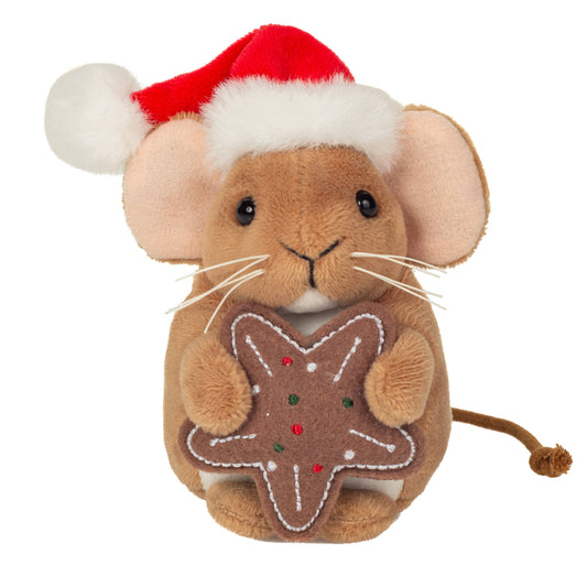 Weihnachtsmaus mit Keks 11 cm - Plüschtier - Stofftier