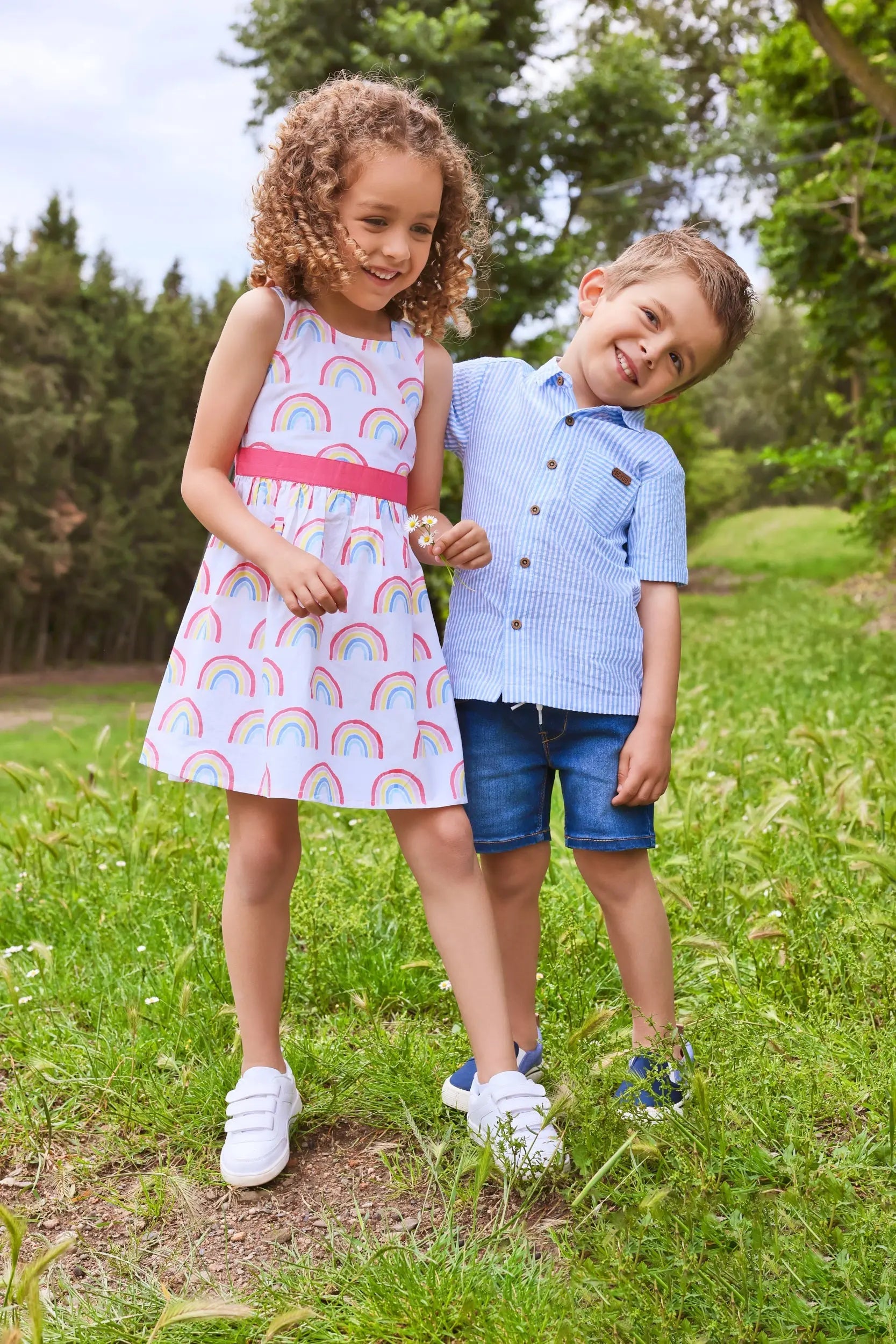 Blue Seven Kleid mit Regenbogen Alloverprint - Kleid - Blue Seven