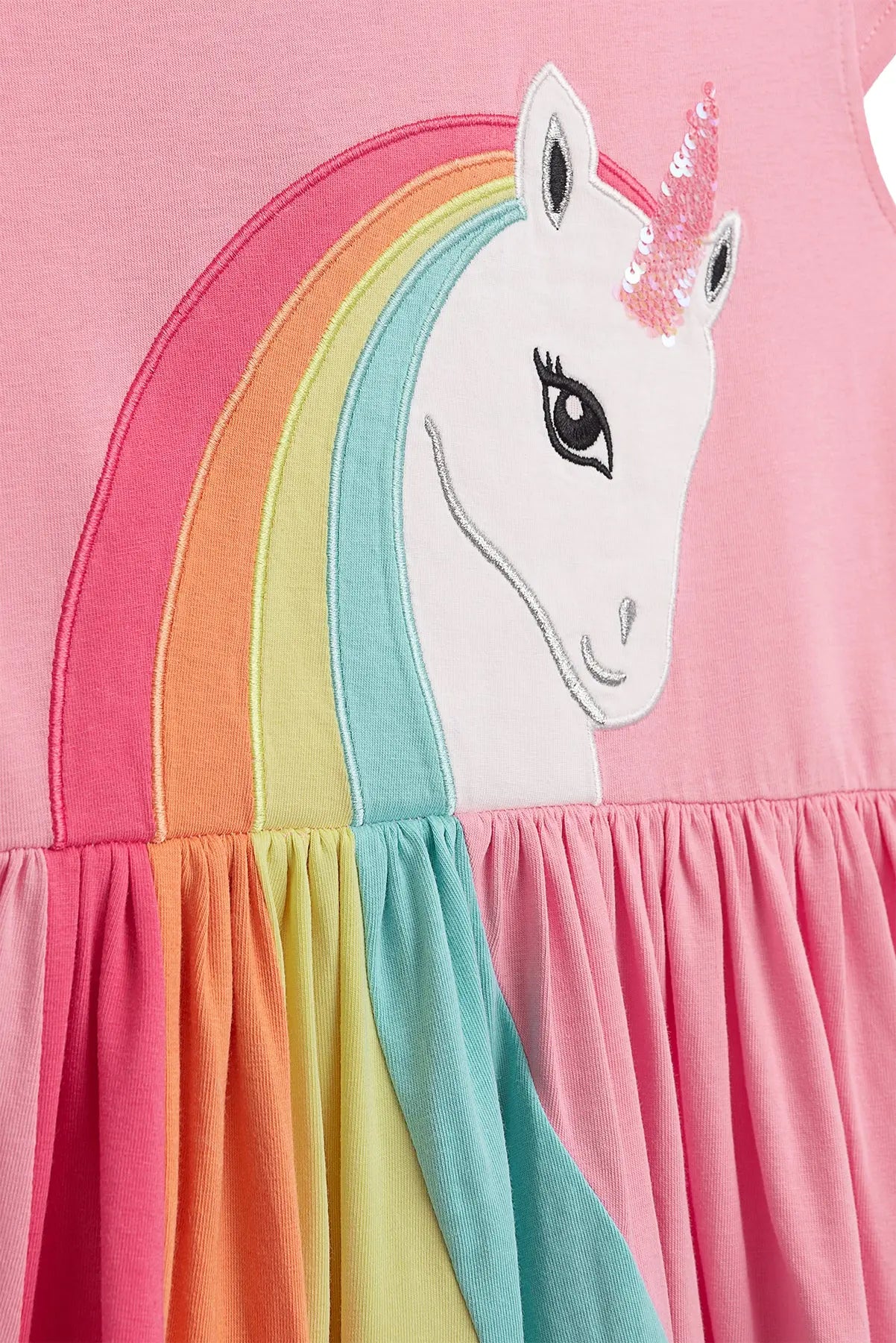 Danamade Kleid mit Einhorn und Regenbogen - Rosa Mokkini Kindermode Gesperrt