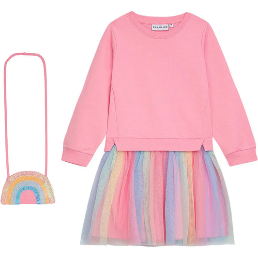 Danamade Kleid mit Tüllrock & Regenbogentasche Mokkini Kindermode Kleid
