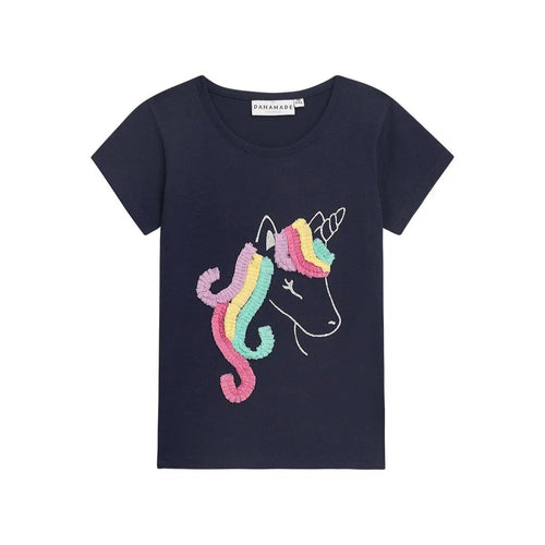 Danamade T-Shirt mit Einhornmotiv - Dunkelblau