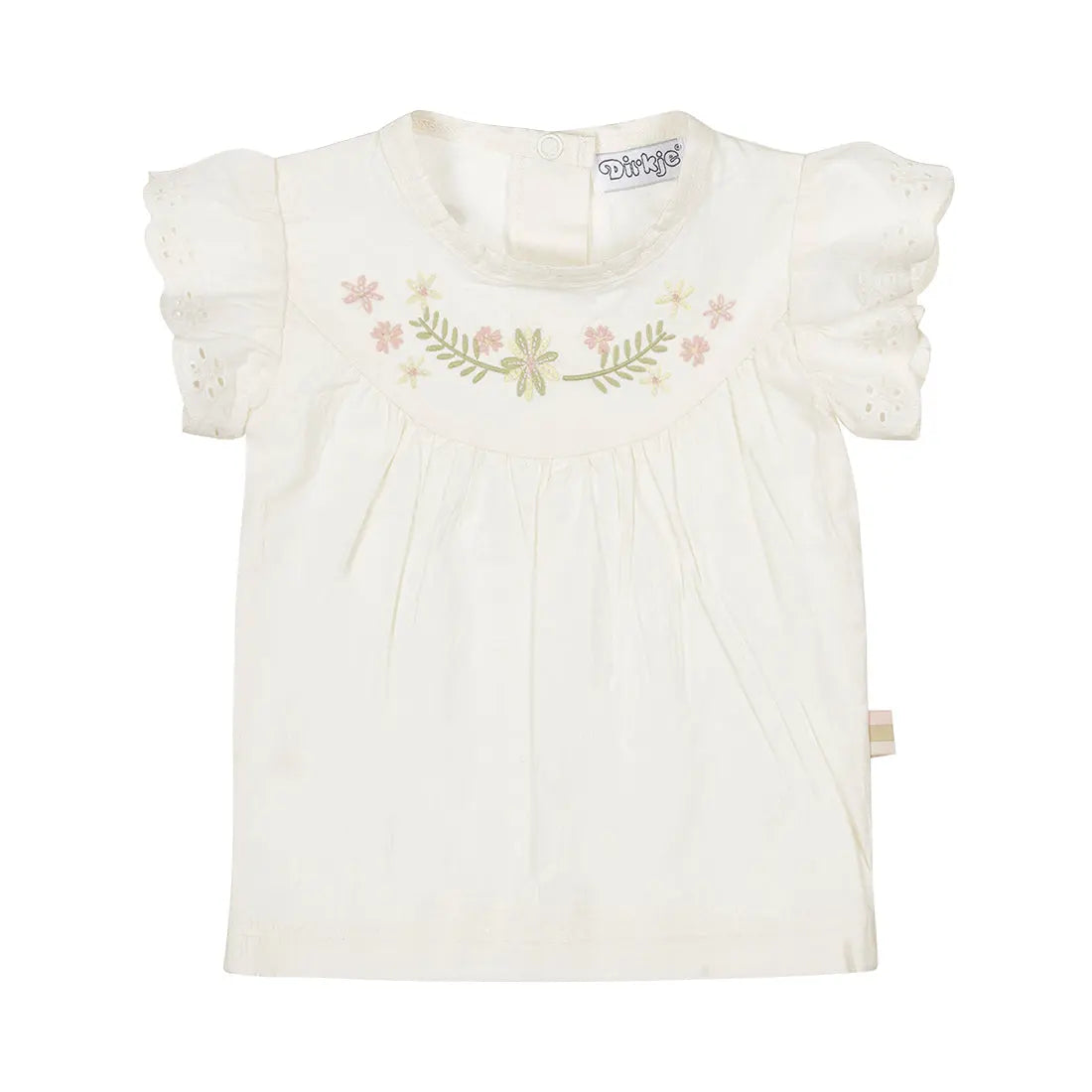 Dirkje Mädchen-Bluse in Creme mit floraler Stickerei Mokkini Kindermode