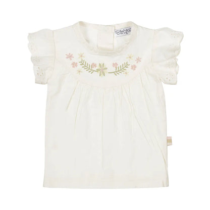 Dirkje Mädchen-Bluse in Creme mit floraler Stickerei Mokkini Kindermode