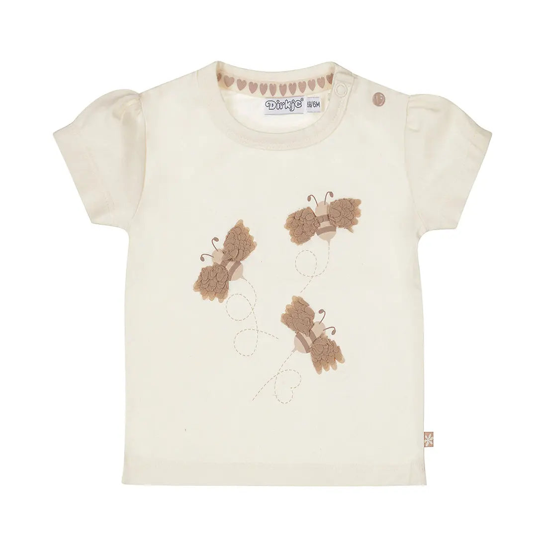 Dirkje Mädchen-T-Shirt in Creme mit Schmetterlingsmotiv Mokkini Kindermode
