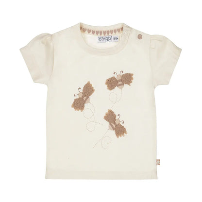 Dirkje Mädchen-T-Shirt in Creme mit Schmetterlingsmotiv Mokkini Kindermode