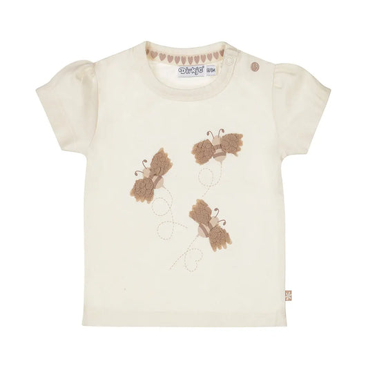 Dirkje Mädchen-T-Shirt in Creme mit Schmetterlingsmotiv Mokkini Kindermode