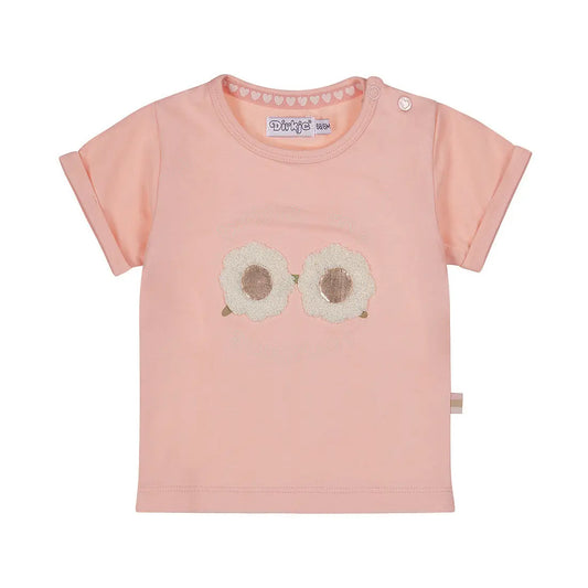 Dirkje Mädchen-T-Shirt in Rosa mit Blumenapplikation Mokkini Kindermode