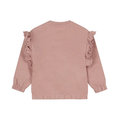 Dirkje Sweatshirt Mädchen rosa mit Blumenstickerei & Rüschen Mokkini Kindermode Sweatshirt