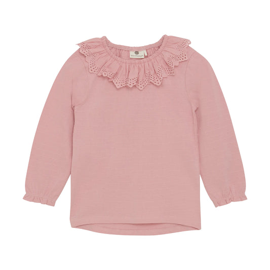 En Fant Langarmshirt mit Rüschenkragen in Rosa Mokkini Kindermode Gesperrt
