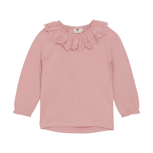 En Fant Langarmshirt mit Rüschenkragen in Rosa