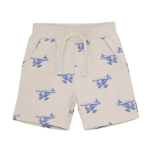En Fant Shorts mit Flugzeugprint in Beige