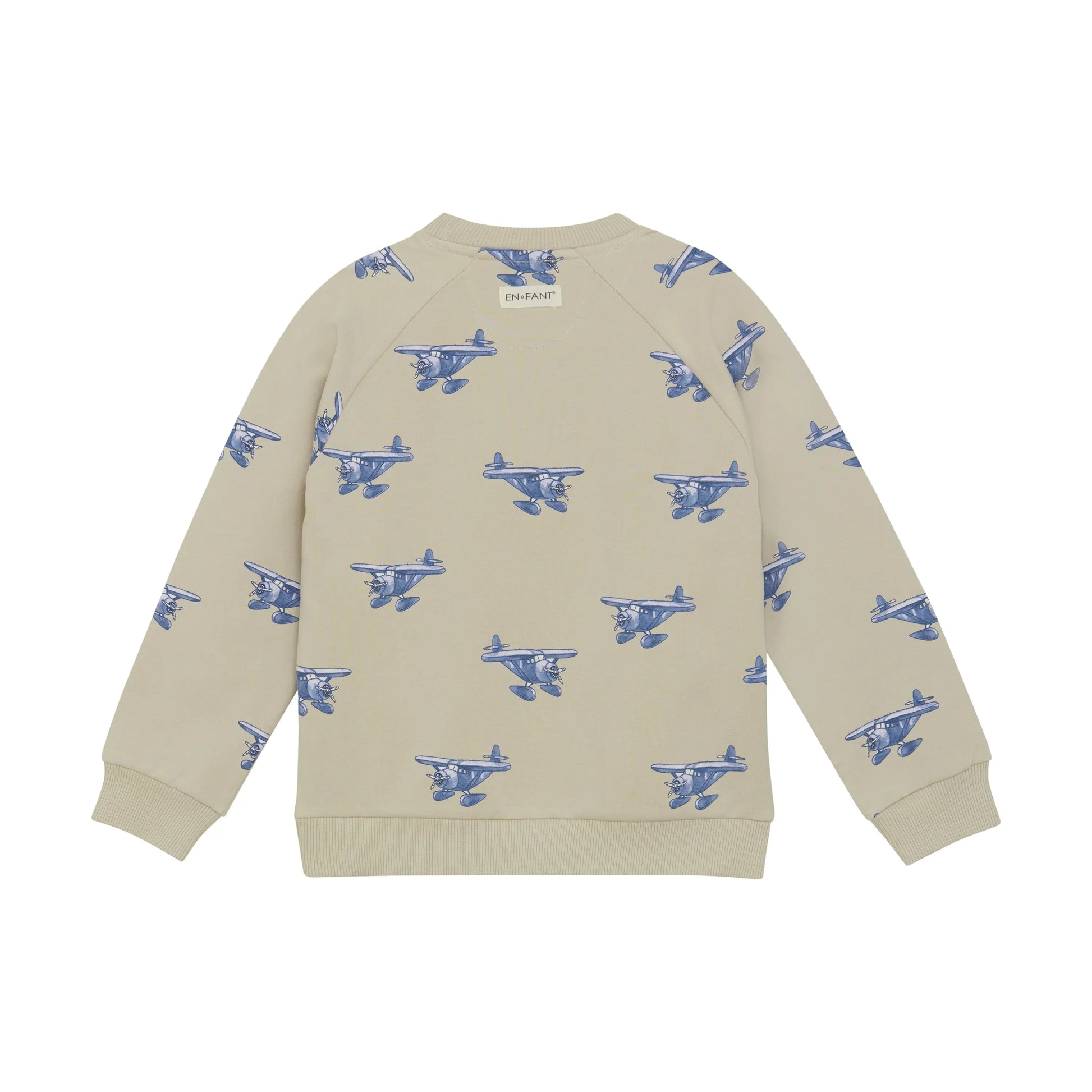 En Fant Sweatshirt mit Flugzeugprint in Beige Mokkini Kindermode Gesperrt