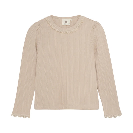 Enfant Langarmshirt mit Spitzenkragen in Beige Mokkini Kindermode Gesperrt