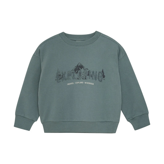 Enfant Sweatshirt mit Exploring-Print in Grün Mokkini Kindermode Gesperrt