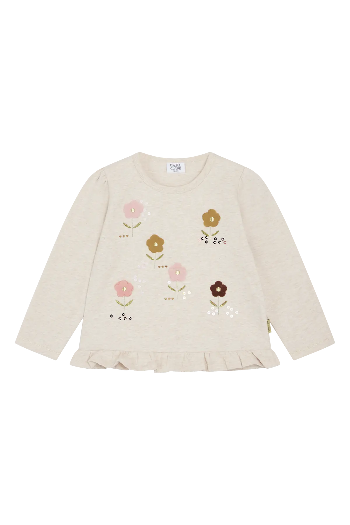 Hust & Claire - Ajna - T-Shirt Langarm mit Chiffon Blumen Mokkini Kindermode Langarmshirt
