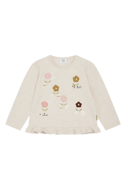 Hust & Claire - Ajna - T-Shirt Langarm mit Chiffon Blumen Mokkini Kindermode Langarmshirt