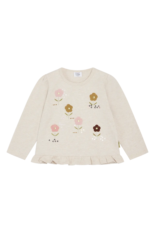 Hust & Claire - Ajna - T-Shirt Langarm mit Chiffon Blumen Mokkini Kindermode Langarmshirt