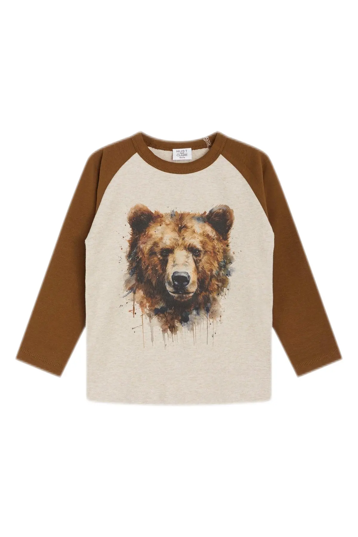 Hust & Claire - Anton - T-Shirt Langarm mit Bärenkopf Motiv Mokkini Kindermode Langarmshirt