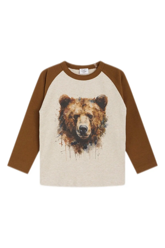 Hust & Claire - Anton - T-Shirt Langarm mit Bärenkopf Motiv Mokkini Kindermode Langarmshirt