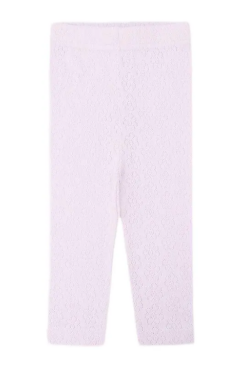 Hust & Claire Gestrickte Leggings aus Baumwolle mit Blumen-Ösenmuster (hell/lila)