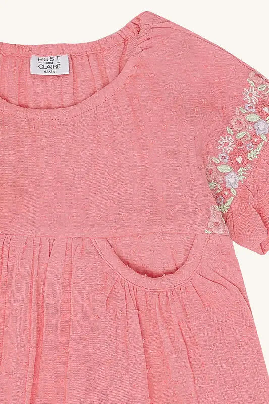 Hust & Claire Kleid aus Bio-Baumwolle mit Blumenstickerei Mokkini Kindermode HustSommer