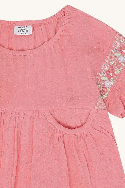 Hust & Claire Kleid aus Bio-Baumwolle mit Blumenstickerei Mokkini Kindermode HustSommer
