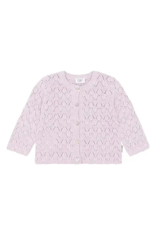 Hust & Claire Strickjacke – Flieder mit Lochmuster Mokkini Kindermode Cardigan