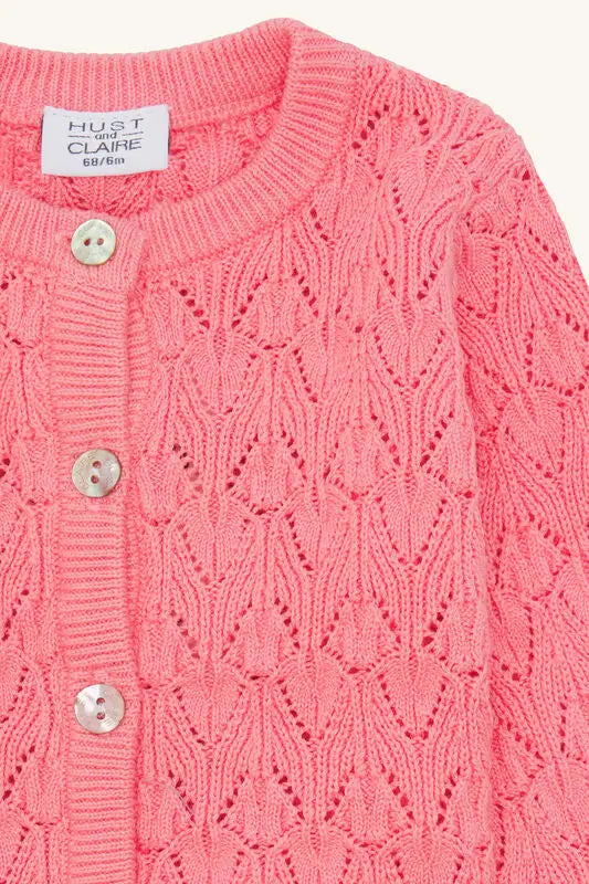 Hust & Claire Strickjacke aus Bio-Baumwolle mit Lochmuster Mokkini Kindermode HustSommer