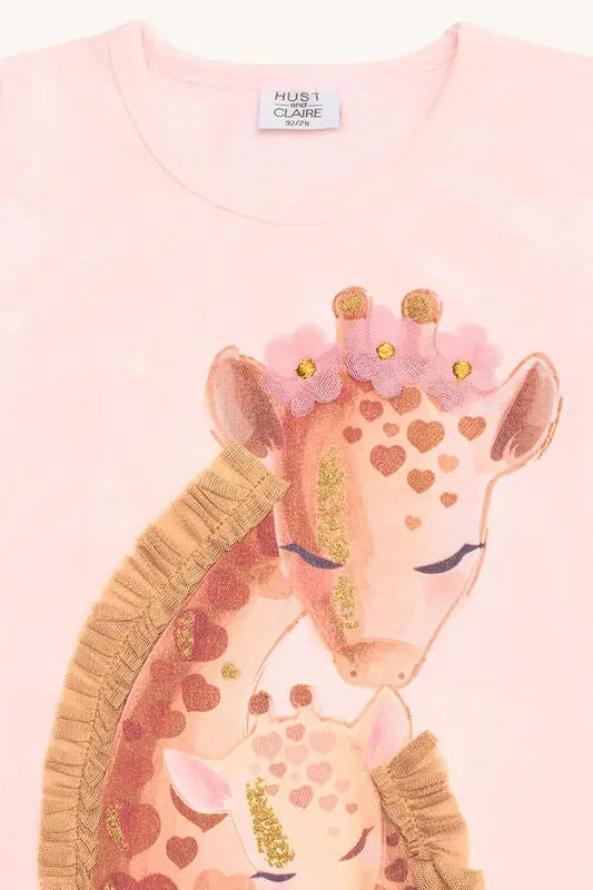 Hust & Claire T-Shirt aus Bio-Baumwolle mit Giraffen und Glitter Mokkini Kindermode HustSommer