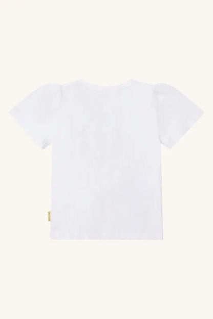 Hust & Claire T-Shirt aus Bio-Baumwolle mit Giraffen und Glitter (weiss) Mokkini Kindermode HustSommer