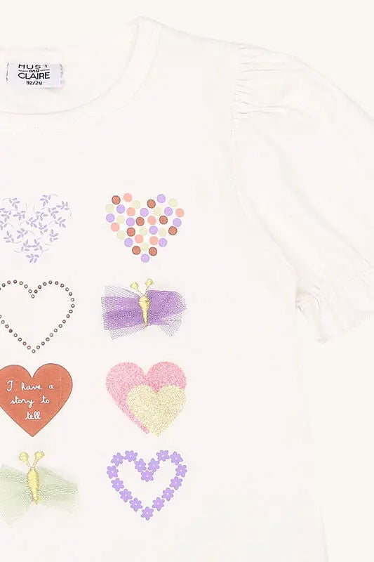 Hust & Claire T-Shirt aus Bio-Baumwolle mit Herz- und Schmetterlingsmotiv Mokkini Kindermode HustSommer