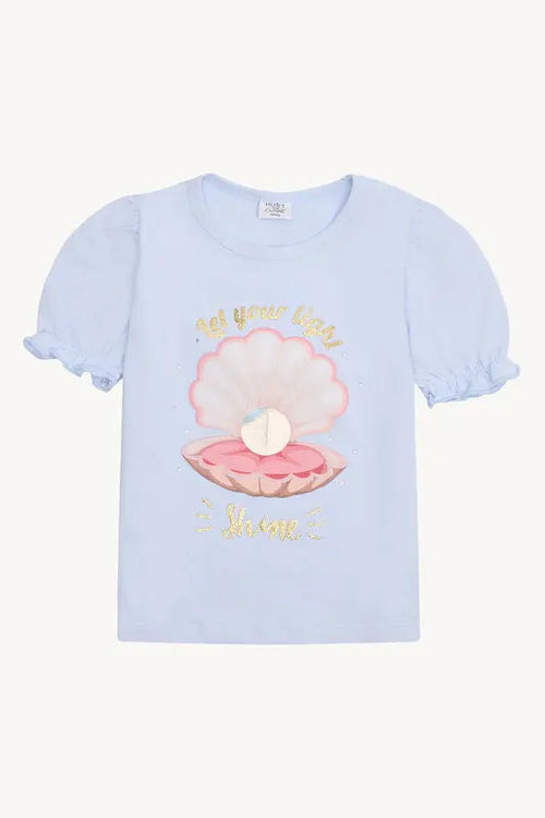 Hust & Claire T-Shirt  mit Muschelmotiv in blau
