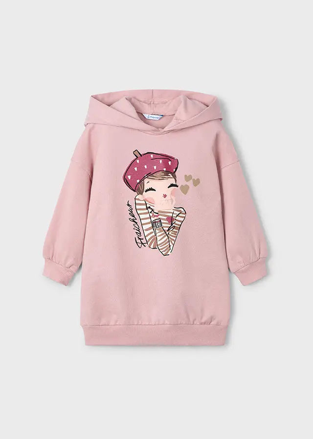 Kapuzenkleid mit Mädchen-Motiv & Baskenmütze Mokkini Kindermode Kleid