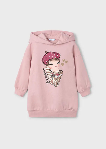 Kapuzenkleid mit Mädchen-Motiv & Baskenmütze Mokkini Kindermode Kleid