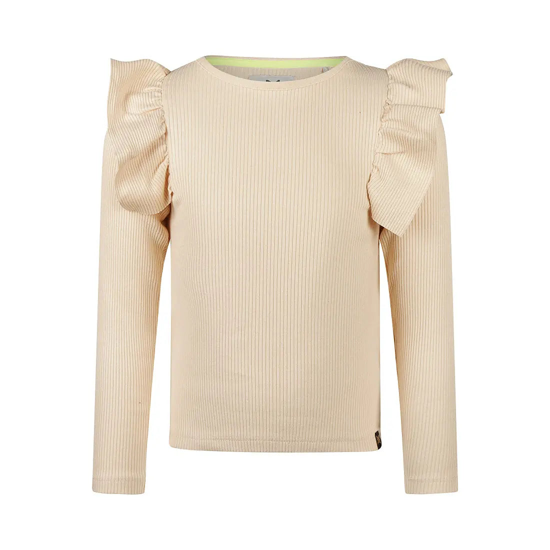 Koko Noko Langarmshirt – Beige mit Rüschenärmeln Mokkini Kindermode