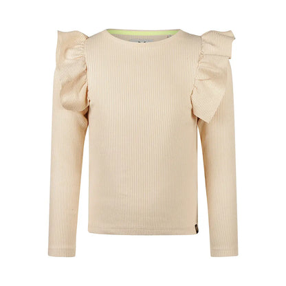 Koko Noko Langarmshirt – Beige mit Rüschenärmeln Mokkini Kindermode