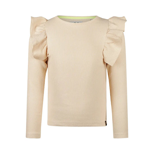 Koko Noko Langarmshirt – Beige mit Rüschenärmeln Mokkini Kindermode