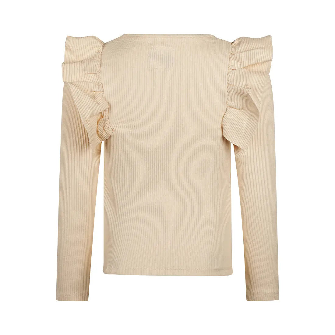 Koko Noko Langarmshirt – Beige mit Rüschenärmeln Mokkini Kindermode