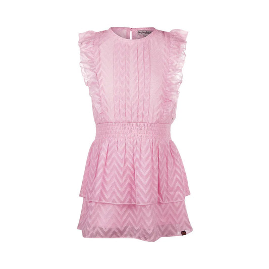 Koko Noko Mädchen-Kleid in Rosa mit Chevron-Muster Mokkini Kindermode