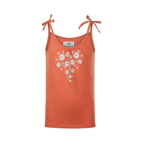 Koko Noko Mädchen-Top – Orange mit Blüten-Print