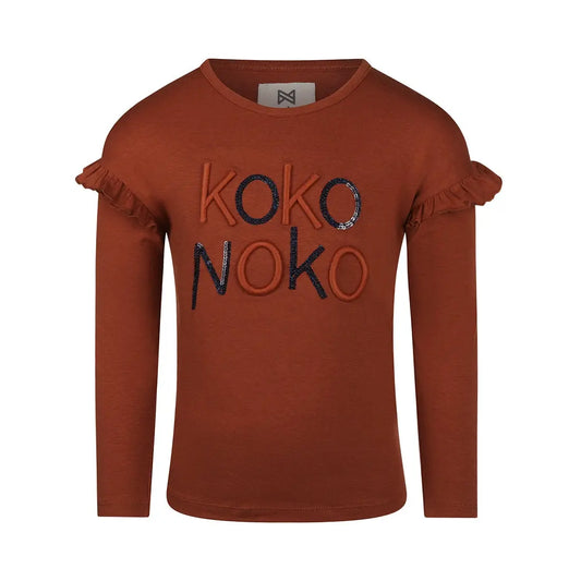 Koko Noko T-Shirt Langarm mit "Koko Noko" Schriftzug in gestickten und glitzernden Buchstaben - T-Shirt Langarm - Koko Noko