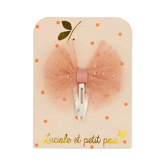 Luciole et Petit Pois Mini Haarspangenset – Tüll in Altrosa Mokkini Kindermode Haarspange