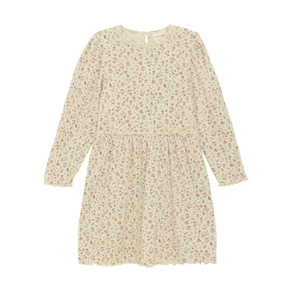 MINYMO Kinderkleid Langarm Allover-Muster - Strickkleid Mokkini Kindermode Dress - knitted