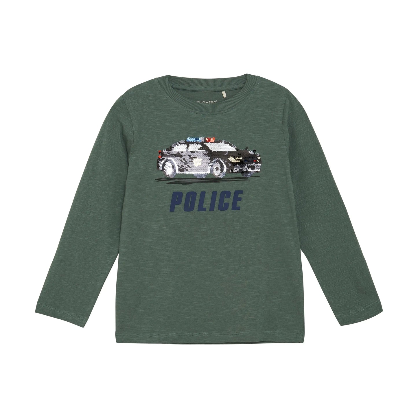MINYMO Langarmshirt – Polizeiwagen mit Wendepailletten | Mokkini Kindermode T-shirt ls