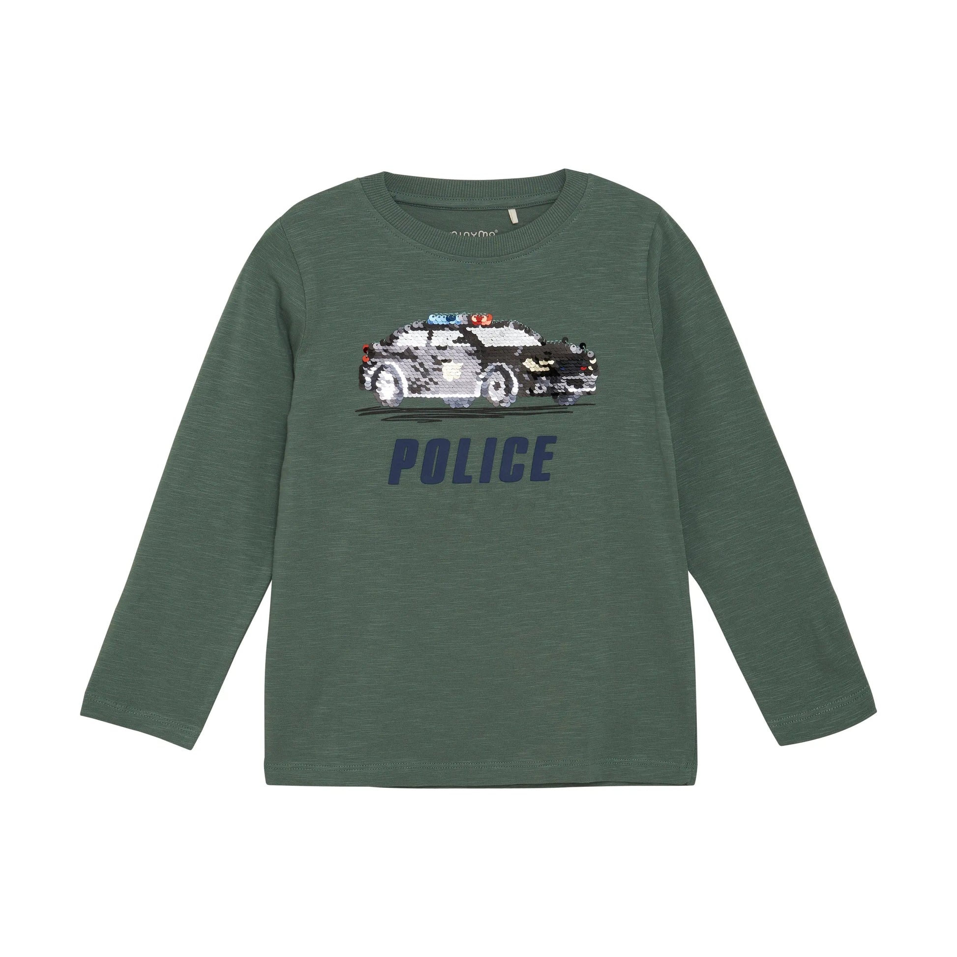 MINYMO Langarmshirt – Polizeiwagen mit Wendepailletten | Mokkini Kindermode T-shirt ls