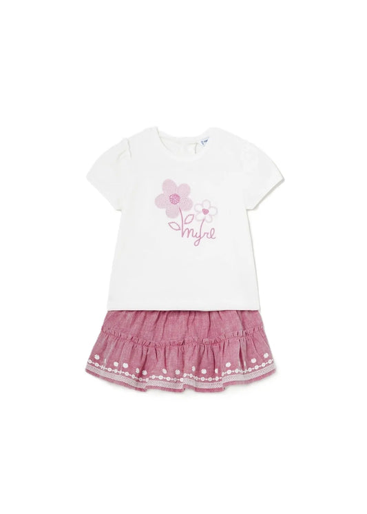 Mayoral Baby Set T-Shirt & Rock mit Blumen-Print Mokkini Kindermode Set