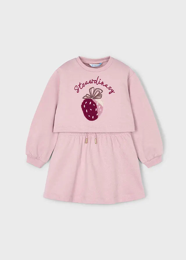 Mayoral Fleecekleid Rosa mit Erdbeer-Motiv Mokkini Kindermode Kleid