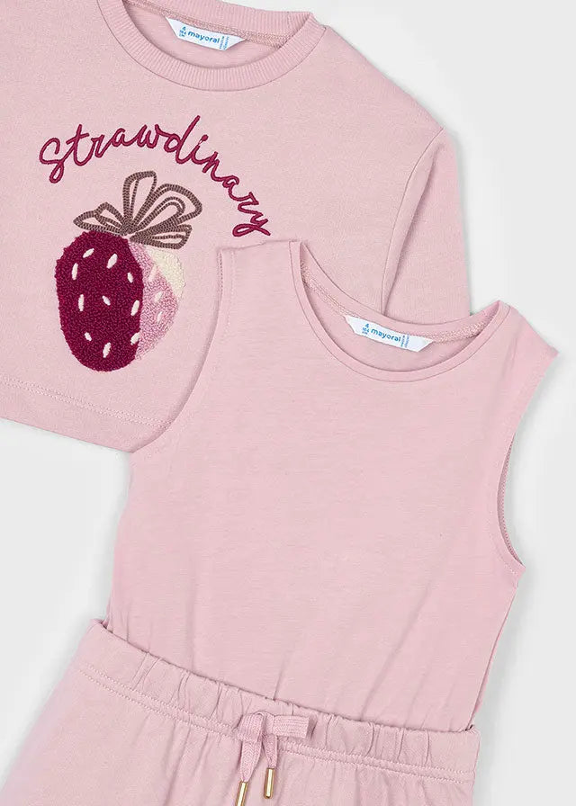 Mayoral Fleecekleid Rosa mit Erdbeer-Motiv Mokkini Kindermode Kleid